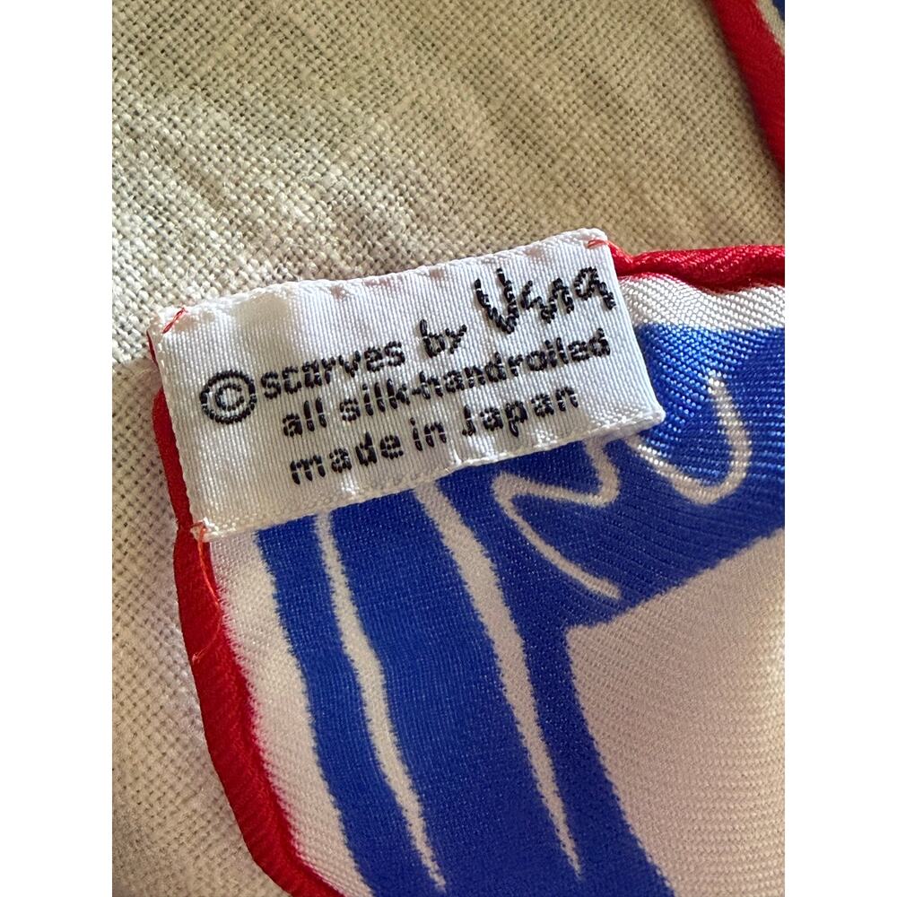 Vera Vintage Hand-Rolled Silk Patriotic Polka Dot Scarf - Picture 3 of 5